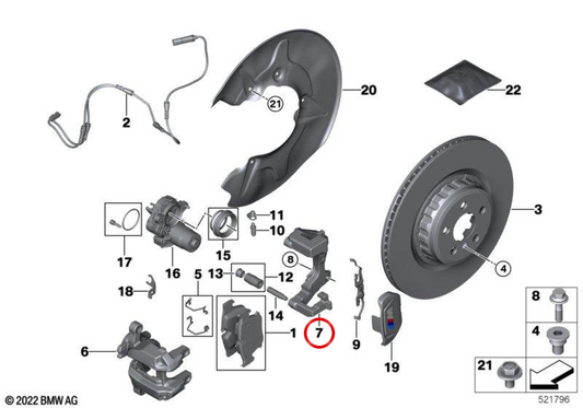 RIGHT BRAKE CLAMP SUPPORT OEM 34208843026 for BMW G60, G61, G68, G70, G45. Original BMW.