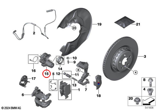 Repair Kit Actuator EMF OEM 34208843108 for BMW G60, G61, G68, G90, G70, G45, G09. Original BMW.