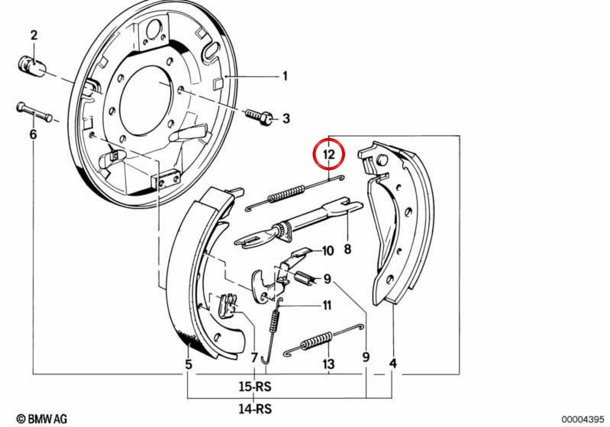OEM -Bremsschuhhalter 34211121856 für BMW E28, E34. Original BMW.