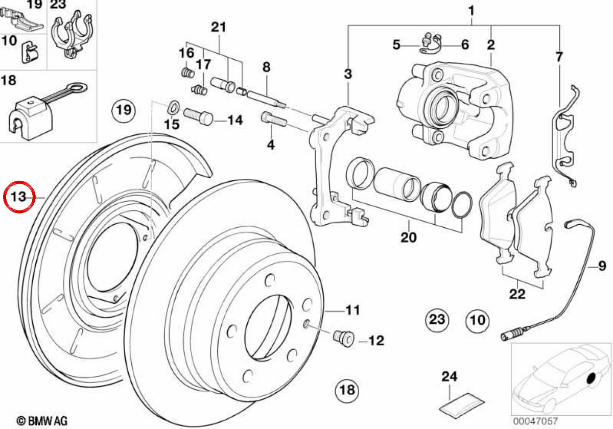 Protettore del disco destro OEM 34211159934 per BMW E28, E34, E24, E23, E32. BMW originale.