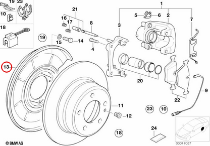 Protettore del disco destro OEM 34211159934 per BMW E28, E34, E24, E23, E32. BMW originale.