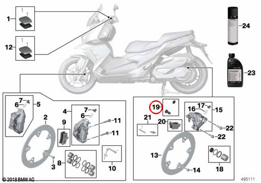 Kit riparazione soffietto in gomma parafreno posteriore OEM 34211690793 per BMW CE 04, C 400 GT, C 400 X… e altri. Originale BMW Motorrad