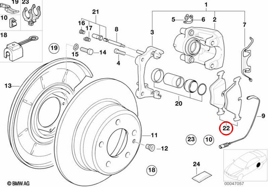 OEM -Bremspillen Set 3421227325 für BMW E34, E31. Original BMW.