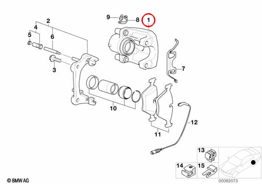 Gramp de frein avant gauche 34212228443 pour BMW E36, Z3. BMW d'origine.