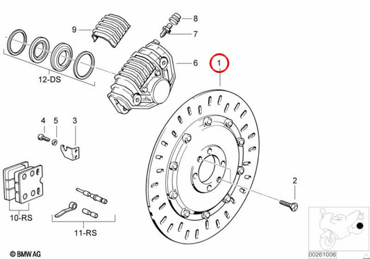 Disco de freio traseiro preto OEM 34212310206 para motocicletas BMW K75, K100, K1100 RS, K1100 LT... e muito mais. Originais BMW Motorrad.