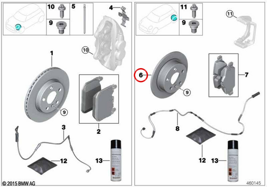 Disco de freio traseiro OEM 34216784389 para MINI R56, Clubman R55, Cabrio R57, Coupé R58, Roadster R59... e muito mais. MINI originais.