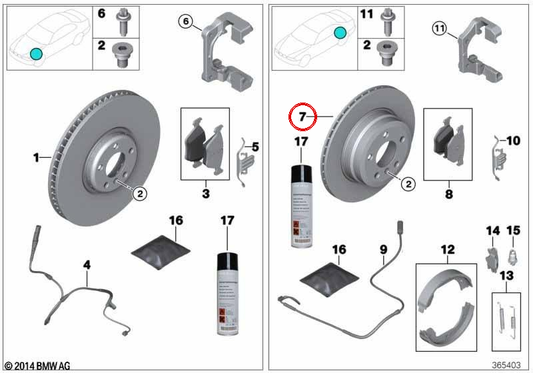 Belüftete hintere Bremsscheibe OEM 34216792227 für BMW F20, F21, F22, F30, E90, E92... und mehr. Original BMW.