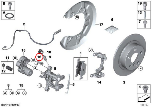 Soporte de cable de freno OEM 34216860835 para BMW i3 (I01). Original BMW.