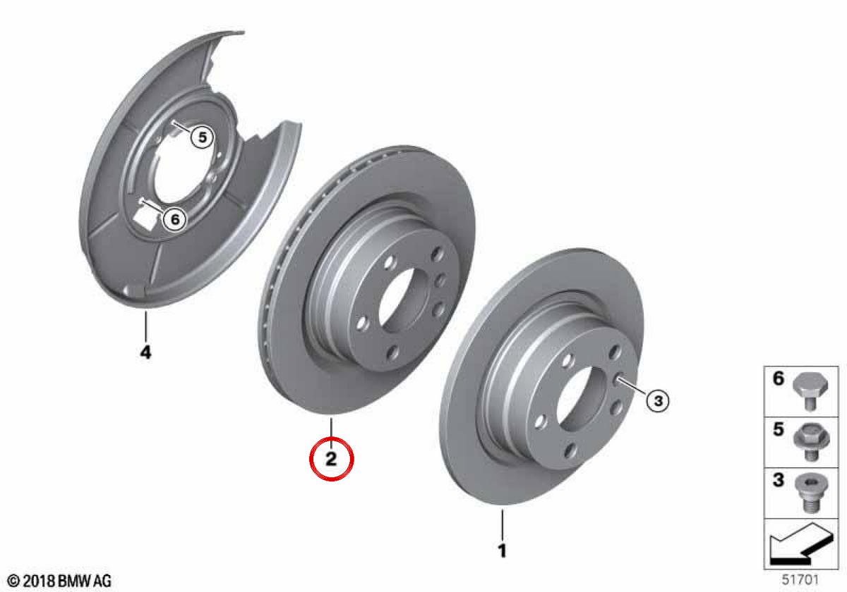 Ventilated brake disc 34216864903 for BMW E36, E46. Original BMW.
