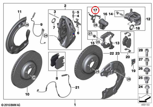 Kit di riparazione Guida al cavo destra 34216870570 per BMW F90, G30, G31, G38, G32, G11, G12, F91, F92, F93, G14, G15, G16. BMW originale.