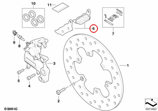 Set pastiglie freno posteriori OEM 34217664983 per BMW F 650 GS, F 650 GS Dakar, G 650 GS. BMW Motorrad originale.