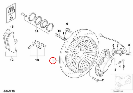 Disco freno posteriore OEM 34217711093 per BMW Motorrad R1200CL, K1200LT, K1200RS. BMW Motorrad originale.