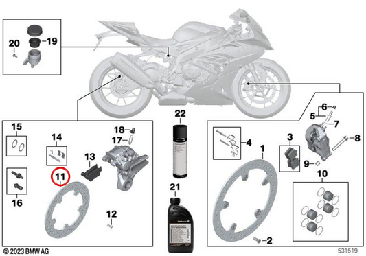Hintere Bremsscheibe OEM 34217713188 für BMW Motorrad HP4, S 1000 RR, S 1000 R, M 1000 RR, M 1000 R... und mehr. Original BMW Motorrad
