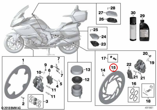 Disco del freno posteriore OEM 34217727542 per moto BMW K 1600 GT, K 1600 GTL, K 1600 GTL Exclusive, K 1600 Bagger... e altro. Originale BMW Motorrad.