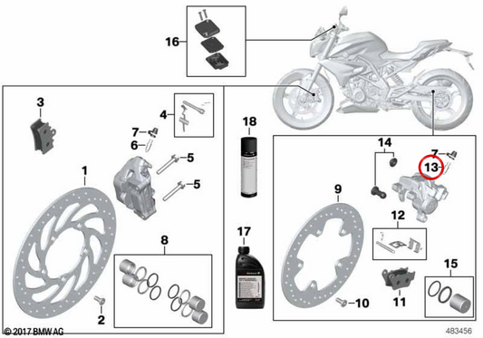 Tornillo de ventilación de freno trasero OEM 34218569414 para motos BMW C 400 GT, C 400 X, G 310 GS, G 310 R, G 310 RR, F 450 GS... y más. Original BMW Motorrad.