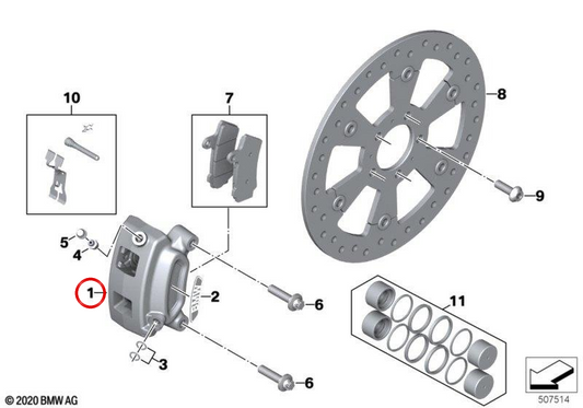 Assento do freio traseiro OEM 34219444022 para motocicletas BMW R18, R18 Classic. Originais BMW Motorrad.