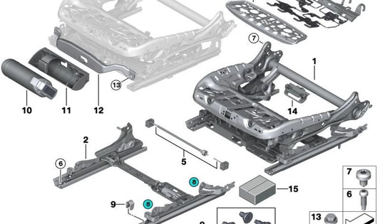 OEM 52107382009 Guida al sedile per BMW F90, G30, G11, G12. BMW originale.