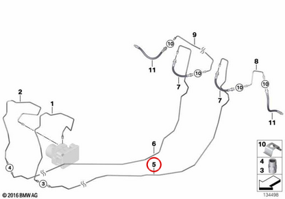 OEM brake hose 34302283687 for BMW E90, E92, E93. Original BMW.