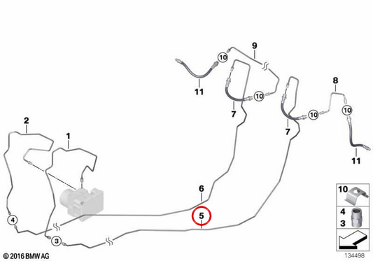 OEM -Bremsschlauch 34302283687 für BMW E90, E92, E93. Original BMW.