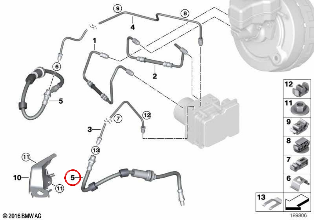 Vorderbremsschlauch 34306793026 für BMW E90, E91, E92. Original BMW.