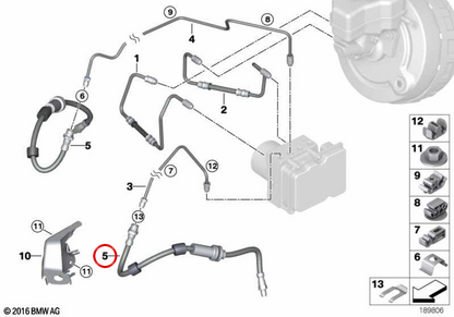 Vorderbremsschlauch 34306793026 für BMW E90, E91, E92. Original BMW.