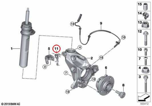Supporto tubo flessibile freno anteriore destro OEM 34306799734 per MINI F54, F55, F56, F57, F65, F66, F67 e R58. MINI Originale