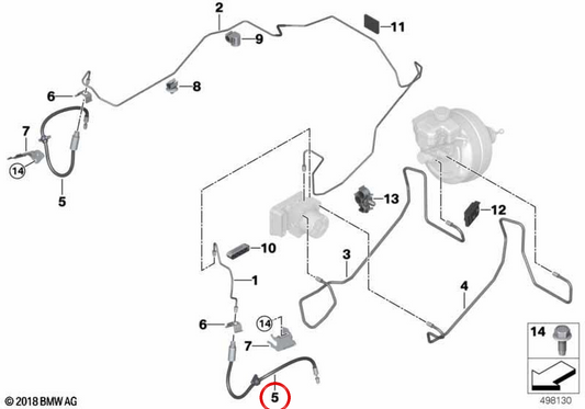 Tubo del freno OEM 34306879282 per BMW G29. BMW originale.