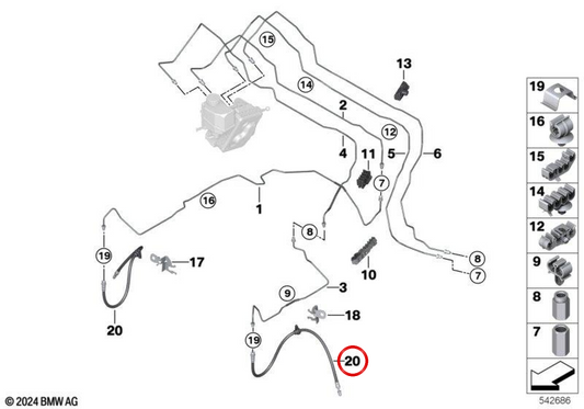 Vorderbremsrohr OEM 34308832137 für BMW X3 G45 XDRIVE 20i, 20d ... und mehr. Original BMW.
