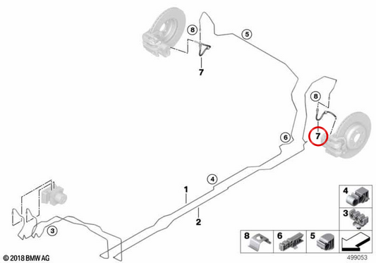 OEM 34308836562 tubo del freno posteriore per BMW G42, G20. BMW originale.