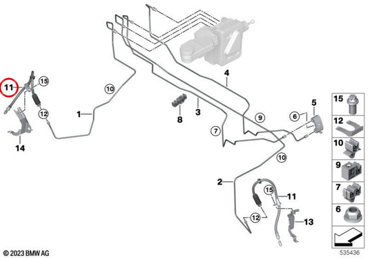 Tubo flexible de freno delantero OEM 34308867813 para MINI Cooper J01, Cooper E, Cooper SE. Original MINI.
