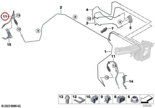 Tubo flexible de freno delantero OEM 34308869695 para MINI Aceman J05. Original MINI.