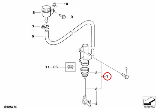 Cilindro mestre do freio traseiro OEM 34312345748 para motocicletas BMW F 650 GS, G 650 GS, G 650 GS Sertão. Originais BMW Motorrad.