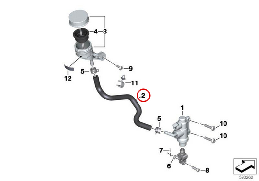 Front brake hose OEM 34318404544 for BMW S 1000 XR K69, M 1000 XR KM9 motorcycles. Original BMW Motorrad.