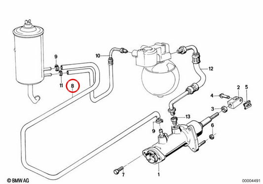 Latiguillo de freno trasero OEM 34321155931 para BMW E32. Original BMW.