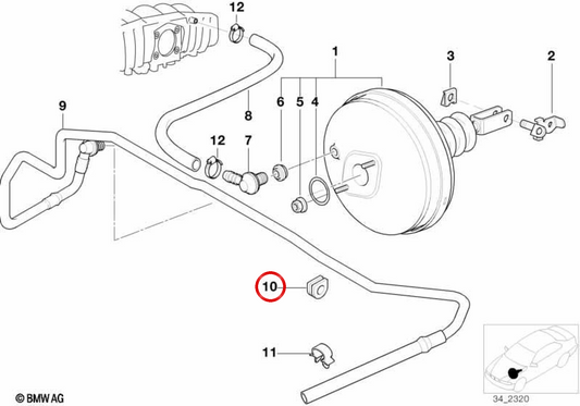 Guida alla gomma per BMW E36, Z3. OEM 34321164174. BMW originale.