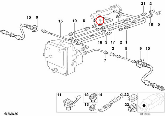 OEM -Bremsrohr 34321164251 für BMW E39. Original BMW.