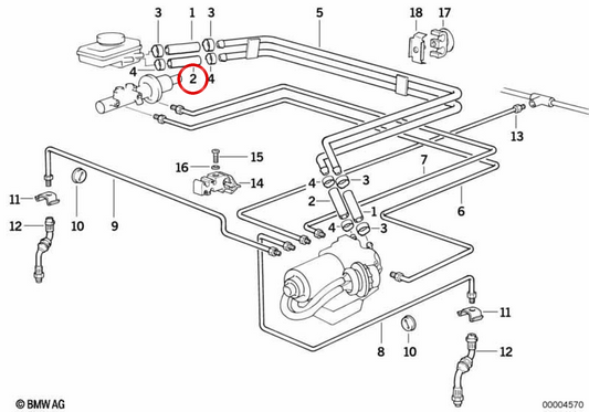 Vorderbremsschlauch ABS OEM 3432227677 für BMW E36 M3 (BF92, BF98). Kompatibel mit Modellen zwischen 1992 und 1995. Originaler Ersatz BMW.
