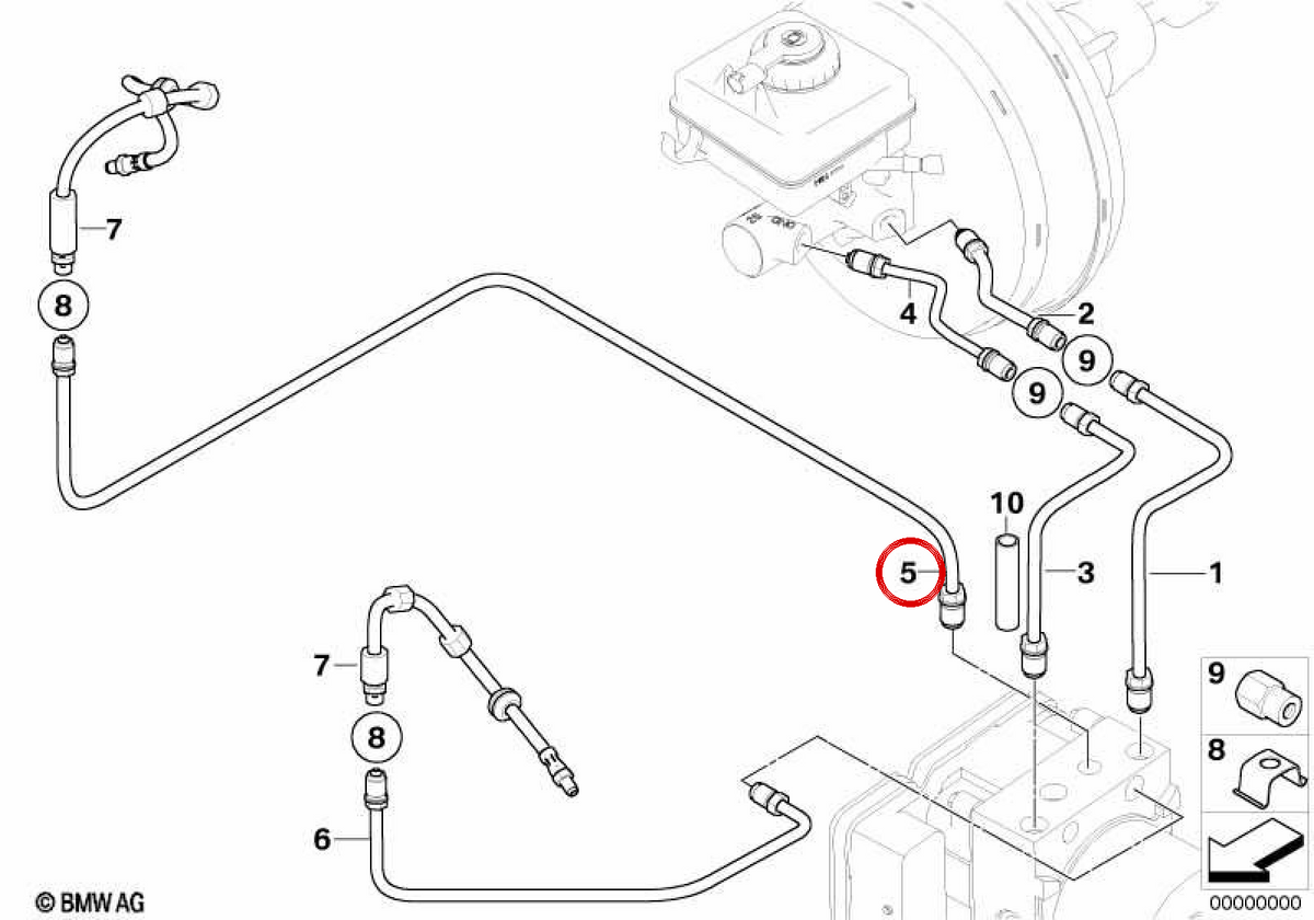 OEM -Bremsrohr 3432283838 für BMW E60, E61, E63, E64. Original BMW.