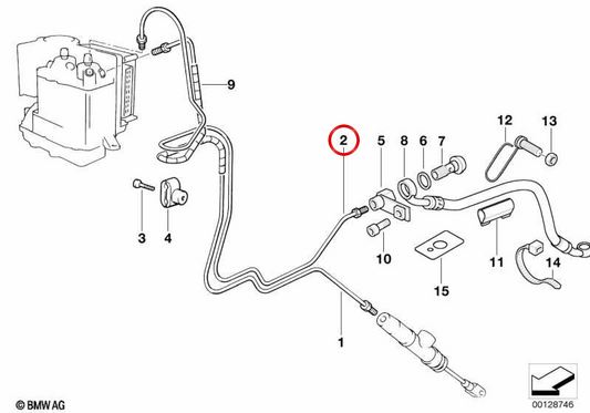 Tubería de freno trasera OEM 34322338141 para BMW Motorrad R1150GS, R1150RT, R1150RS, R850R... y más. Original BMW Motorrad.