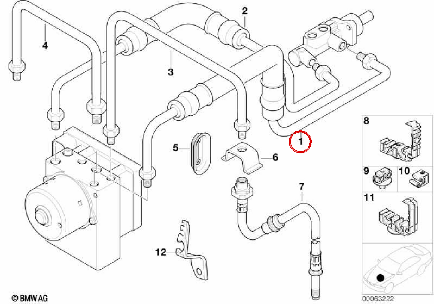 BMW Pipe 3 E46, X5 E53 (OEM 34326752166). BMW originale