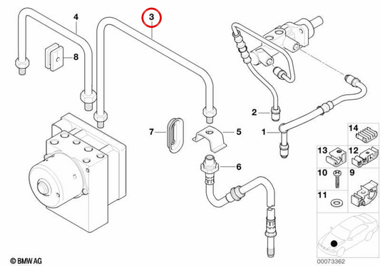 Tubo del freno OEM 34326752211 per BMW E36, Z3. BMW originale.