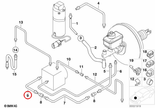Tubo de freio revestido de borracha OEM 34326755102 para BMW E38. BMW genuíno.