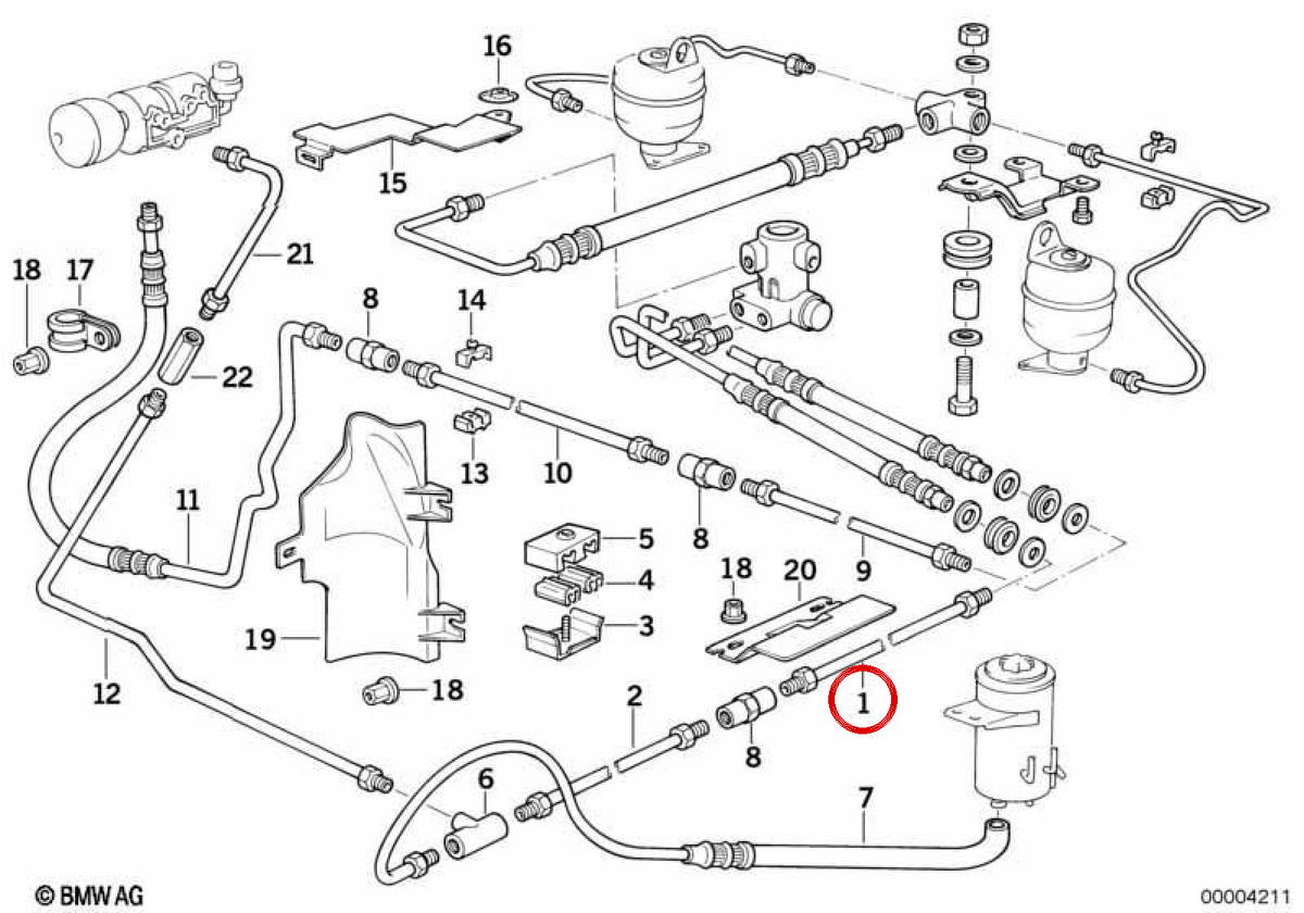 OEM -Bremsschlauch 34326755121 für BMW E21, E12, E34, E32, E38, E31, Z1. Original BMW.