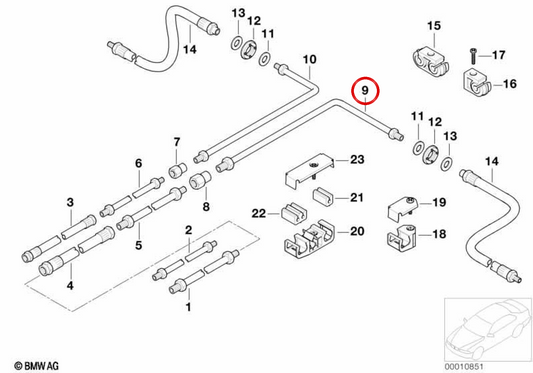 OEM Heckbremsrohr 34326755128 für BMW E38. Original BMW Stück.