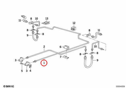 Latiguillo de freno OEM 34326755528 para BMW E34. Original BMW.