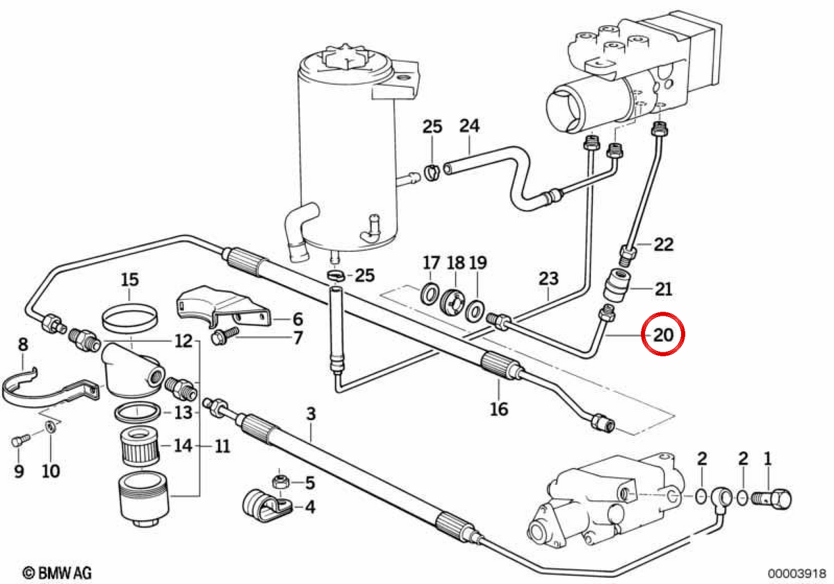 Tubo del freno OEM 34326755567 per BMW E21, E30, E12, E34, E24, E23, E32, E38, Z1. BMW originale