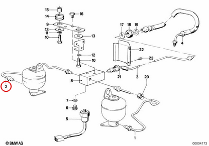 Mangueira de freio OEM 34326755601 para BMW E21, E30, E36, E12, E28, E34, E24, E32, E31, Z1. BMW genuíno.