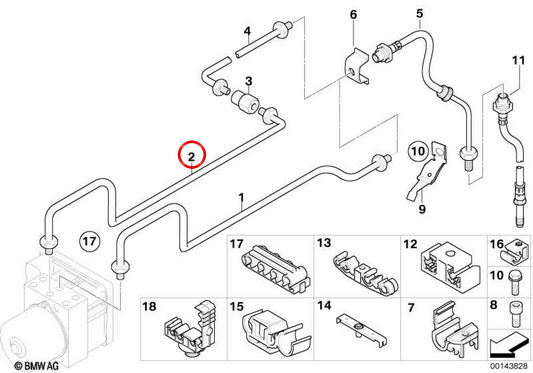 Tuyau de frein OEM 34326757721 pour BMW Z4 E85. BMW d'origine.