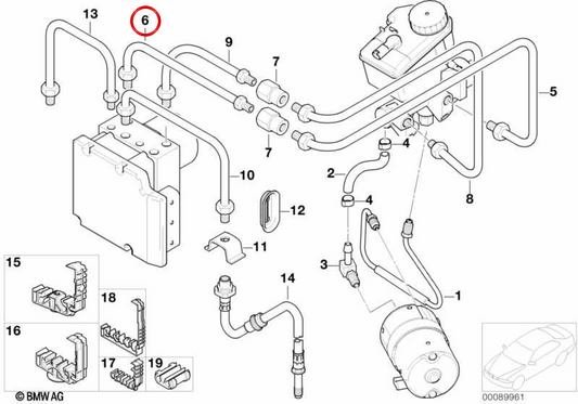 Tubo del freno OEM 34326761171 per BMW E46. BMW originale.