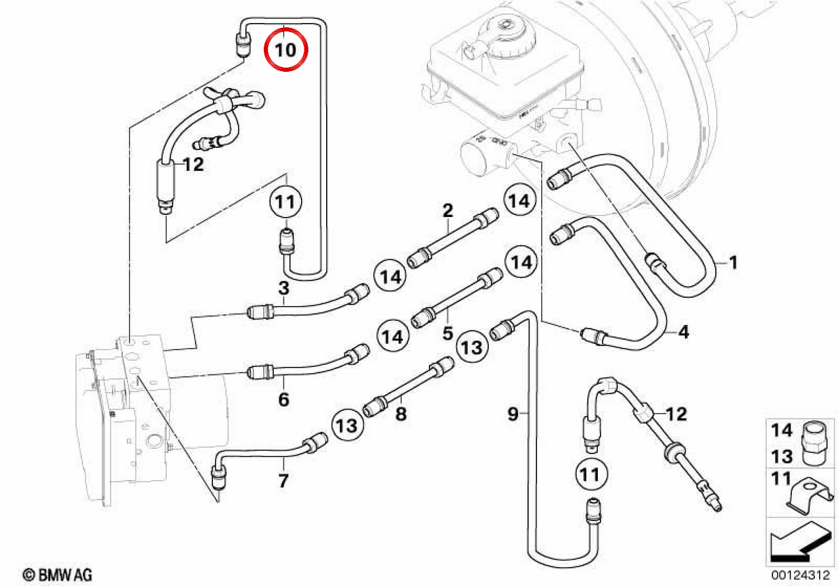 OEM -Bremsschlauch 34326771595 für BMW E60, E61, E63, E64. Original BMW.